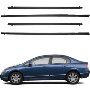 Dasbecan 4Pcs Weatherstrip Window Seal Car Window Moulding Trim Compatible with Honda Civic 2006-2011 Replaces#72450-SNA-A01 72410-SNA-A01 72950-SNA-A01 72910-SNA-A01