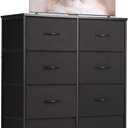 OLIXIS Dresser for Bedroom with 8 Drawers, Tall Fabric Dresser for Storage and Organization, Bedroom Dressers, Chest of Drawers for Living Room, Closet (Modern Black)