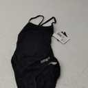 arena Girl's Mast MaxLife Thin Strap Open Racer Back One Piece Swimsuit (24, Black)