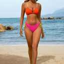 Blooming Jelly Womens Sexy 2 Piece Bikini Sets Cheeky High Cut Bathing Suit Color Block Textured U-Wire Swimsuits 2026 (M)
