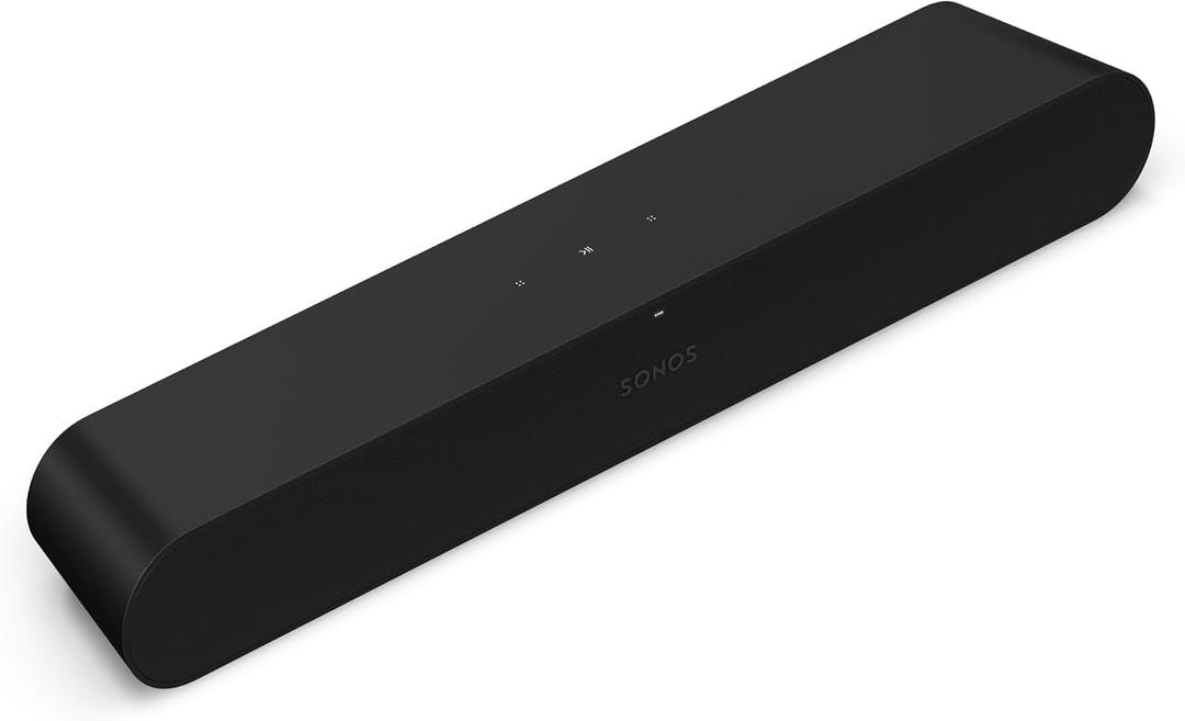 Sonos Ray - Compact Soundbar for TV and Music - Black Speech Enhancement for Clear Dialogue | Works with Sonos Sub Mini & Surrounds | AirPlay 2 & Ethernet | WiF, Black