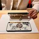 for Samsung Galaxy A16 Glitter Case with Chain Bracelet & Kickstand, Bling Butterfly Flower Shockproof Protective Cover, Sparkle Crystal Pearl Design for Samsung A16 DLH-White