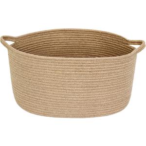 Jute Wicker Storage Basket with Handles, 17"x12"x8" Decorative Woven Baskets for Organizing Dog Toy, Gifts, Book, Towel, Cloth, Boho Storage Bin for Shelves, Entryway, Closet, Home Decor