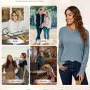 SHEWIN Fall Sweaters for Women Casual Crewneck Long Sleeve Crochet Pullover Tops Sweater (Blue, XL)