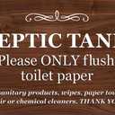 Septic Tank Adhesive Sign - Stylish Walnut Effect, Plaque for Toilet, Bathroom, W.C, Septic Tank