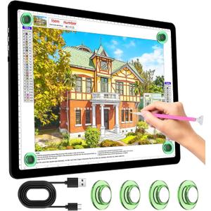 KOBAIBAN A4 Light Box for Tracing, Light Board with Side Physical Buttons, Magnetic Light Pad for Diamond Painting, Stenciling, Weeding Vinyl, USB LED Lighting Board (Black, 35.2 x 25.4 CM)