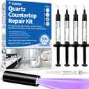 Quartz Countertop Repair Kit (Clear, White, Gray, Beige) 30s Fast Curing DIY Fix Luxury Stone, Granite Marble Acrylic Porcelain Fiberglass Quartz Countertop Chip Repair Kit for Cracks Holes Scratches