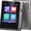 RUIZU 64GB HiFi Lossless MP3 Player, DAC DSD High Resolution Digital Audio Player, Portable Hi-Res Music Player with 2" Touchscreen, Resume Playback, CNC Aluminum Alloy Body, Up to 128GB microSD Card (Silver)