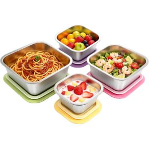 4 Pack Stainless Steel Food Storage Containers with Lids(13.5/24/34/47oz), Nesting Design Leakproof Metal Lunch Box, Reusable Snack & Meal Prep Containers for Daily Use, Dishwasher Safe