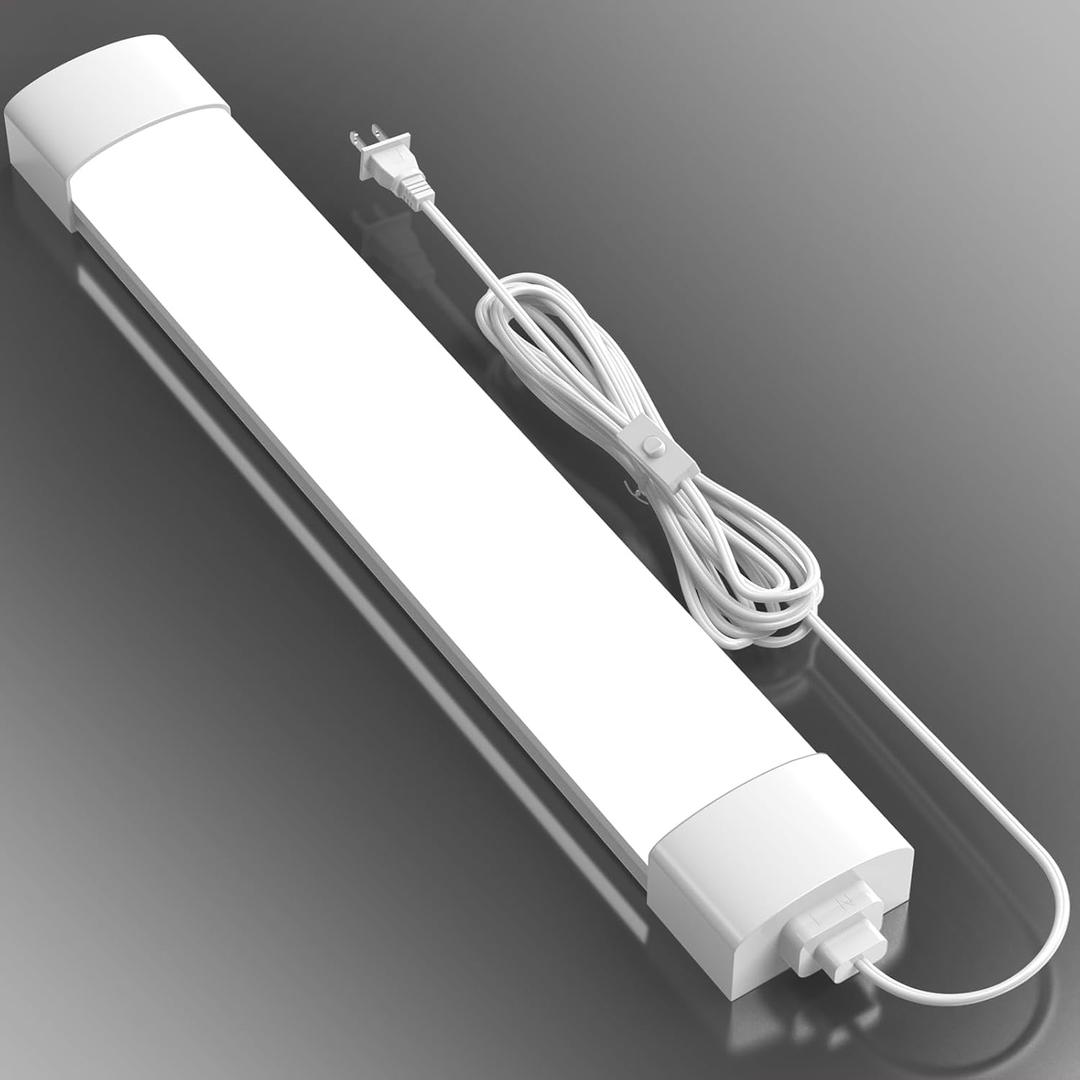 Airand LED Ceiling Light Fixture with Plug 5000k, Triproof LED Tube Light 16W Linkable Closet Lights for Workbench Kitchen Basement Garage Corridor Bathroom Office Overhead Lighting with Plug in Cord, 1.43FT-1PCS