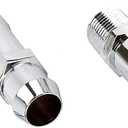 Repl. Short/Long Chrome Heater Hose Fitting Kit, 3/4 Inch Hose