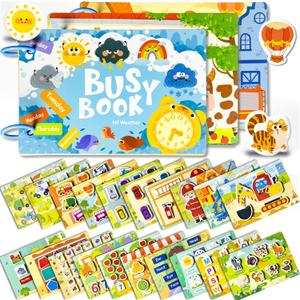 3 Pack Busy Books for Toddlers, Montessori Quiet Book, Preschool Learning Activities Educational Workbook, Sorting Matching Sticker Fixing, Gifts for Kids Age 3+ (Farm, Vehicle, Weather)