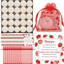 Kosiz 150 Pcs Strawberry Baby Shower Favors 50 Pcs Tea Light Candles for Guests Cute Baby Shower Candle with 50 Pcs Thank You Tags 50 Pcs Return Gift Bag for Girl Gender Reveal Party Favor