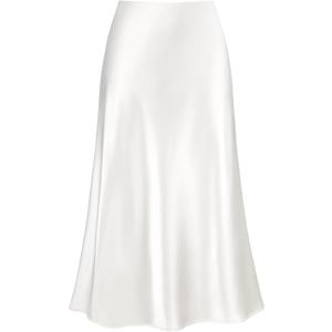 2026 Women's Satin Midi Skirt Elastic High Waisted A Line Spring Summer Flowy Silk Long Skirts for Women Large
