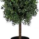 National Tree Company 2 ft Artificial Boxwood Single Ball Topiary, Realistic Fake Tree Potted Plant, Black Nursery Pot
