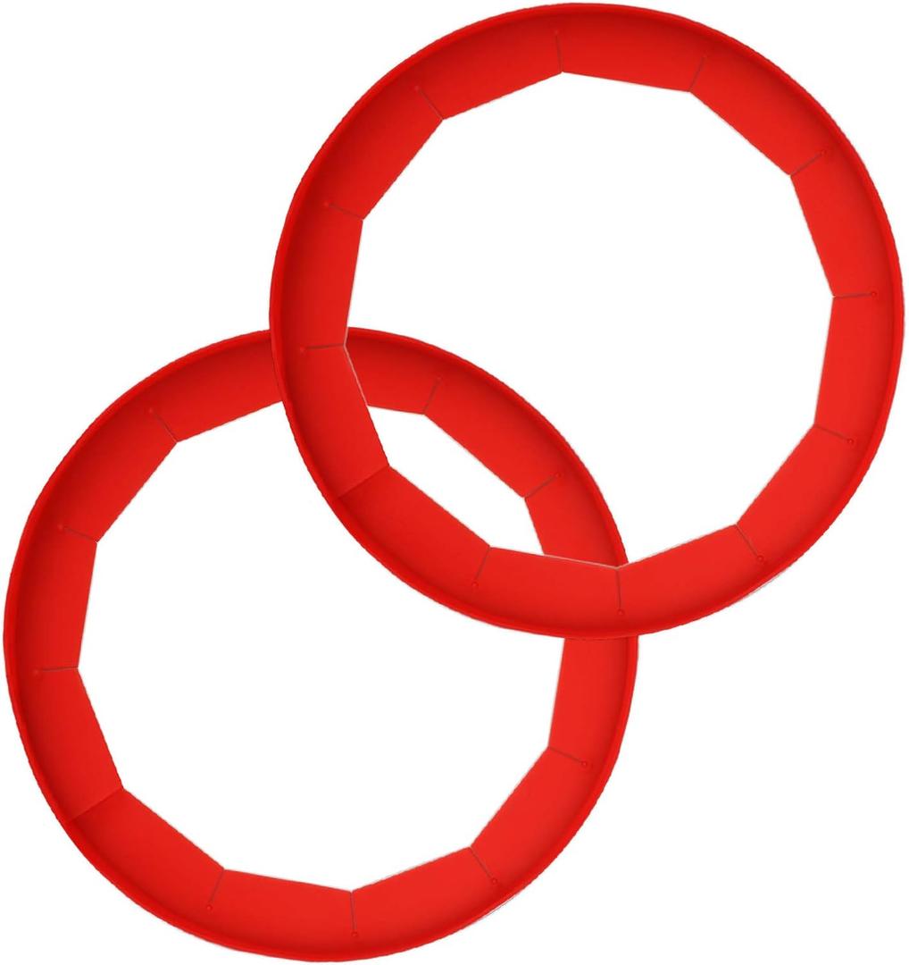 Adjustable Silicone Pie Crust Shields - Baking Protectors Cover Ring Fits 8-11.4 Inch Pies (2 PCS (Red))