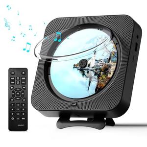 MICOCIOUS Portable CD Player with Bluetooth Desktop CD Player for Home CD Music Players withTimer,Built-in Dual Speakers with LED Display Home Audio Boombox FM Radio (Black)