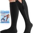 CASMON 15-20mmHg Zipper Compression Socks for Women and Men, Knee High Compression Stockings, Medical Closed Toe Support Socks for Varicose Veins, Post-Surgery, Swelling, Nurses, Pregnancy (1 Pair) (X-Large, Black)