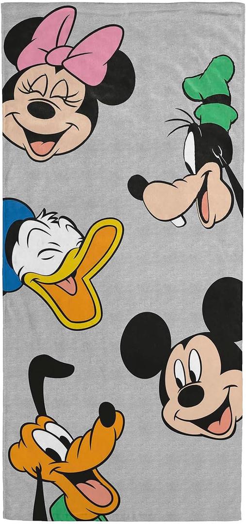 Disney Mickey Mouse & Friends Kids Bath Pool Beach Towel - Super Soft & Absorbent 100% Cotton Towel, Measures 28 x 58 Features, Minnie Mouse, Donald Duck, Goffy & Pluto