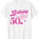 50th Birthday Girl Crown 50 Years Old Bday T-Shirt, White, XS 
