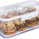 Cookie Jar with Airtight Lid,Bread Box for Kitchen Countertop,Time Recording Bread Storage Container, BPA-Free Plastic Containers for Cookies, Homemade Bread, Toast, Bagel, Donut
