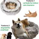 ShinHye Cozy Cat Bed - Round Plush Fluffy Hooded Cave, Indoor/Outdoor, Waterproof & Washable (20x20inch, Coffee)
