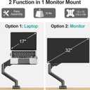 MOUNT PRO Laptop Arm Mount for Desk, 2 in 1 Function Monitor Laptop Stand, Fits Max 17" Notebook and 32" Computer Screen, Aluminum Single Monitor Holder with Adjustable Tray, Holds up to 22lbs