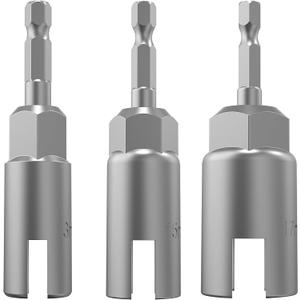 3 Pack 1/4" hex Shank nut Driver Power Wing nut Drill bit Socket Tool Drive kit, Slotted Wing nut Drill Sleeve Wrench Wrench kit, Panel nut Screw Eye C-Shaped Hook Bolt（ 13mm,15mm,17mm）