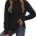 CiCiBird Womens Cable Knit Sweater Fall Long Sleeve Crewneck Pullover Tops 2025 Fashion Casual Clothes (Blue, M)