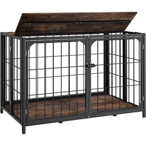 Himix Dog Crate Furniture, XL Dog Crate Furniture for Large Medium Dogs, Wood Dog Crate Table with Sturdy Metal, Heavy Duty Dog Kennel Indoor 40.15''x 25''x 27.56'' (Rustic Brown)