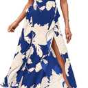 BTFBM Summer Dresses for Women 2026 Casual Spring Floral Sleeveless Ruffle Boho Cocktail Wedding Guest Party Midi Dress (Blue, L)