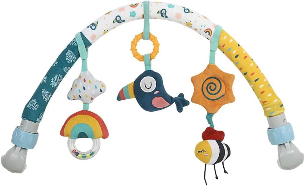 Caterbee Baby Bouncer Toy bar, Stroller & Crib Accessory, Pram Activity Bar Toy Travel Arch Bassinet Toys for Toddlers (Sky)