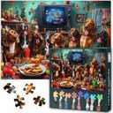 Jigsaw Puzzle 1000 Pieces for Adults Dachshund Feast Funny Dog Gathering Cute Wiener Dogs Party Playful Canine Art Premium Paper Puzzle Relaxing Challenge 27.5 x 19.7 in
