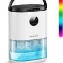 Dehumidifier for Home, 68 OZ Water Tank Dehumidifiers for Bathroom, Bedroom, Living room with, Auto Humidity Control, Digital Display, 7 Color Breathing Light, White (Black and Blue)