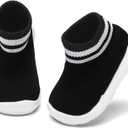 Engtoy Baby Shoes & Socks - Non-Slip Breathable Slippers with Soft Rubber Sole - Baby Boys & Girls Slip On Sneakers (12-15 Months Infant, Black)