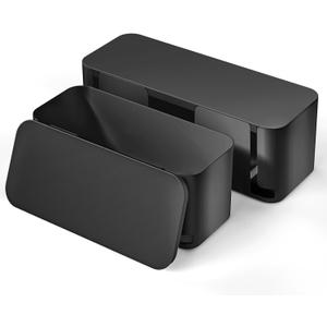 YECAYE 2 Pack Cable Management Box, Pet Friendly Cable Box Organizer for Home & Office, Child-Proof Floor Cord Cover, Cord Management and Cord Hider, Black