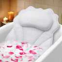 Bath Pillow RUVINCE Ergonomic Luxury Bathtub Pillow with Head,Neck, Shoulder and Back Support, 4D Bath Pillows for tub with 6 Powerful Suction Cups, Fits All Bathtub (White)