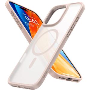TORRAS for iPhone 16 Pro Case Translucent Matte Back/Desert Titanium Edge | Compatible with MagSafe, Military Grade Drop Protection, Stronger Magnetic, Shockproof Airbag, Color Button, Slim