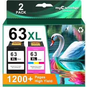 63XL Ink Cartridge Combo Pack Replacement for HP Ink 63 63XL Color Ink Cartridges Works for HP OfficeJet 3830 4650 5255 5258 5200 4655 4512 Deskjet 1112 3630 Printer 63 Ink