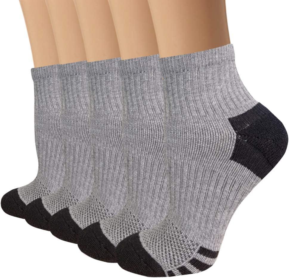 Iseasoo Copper Ankle Compression Socks - Low Cut Arch Support Socks for Men & Women, Running, Nurses, Plantar Fasciitis Socks (Small-Medium, A03 - Gray) Set Of 3