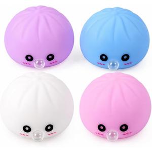 New Dumpling Squeeze Blow Bubbles,Dumpling Mystery Box for Adult,Dumplings Stress Balls,Bubble Squeeze Relief Ball,4-Pack