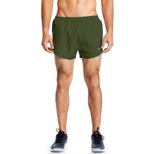 baleaf Men's 3 Running Shorts Gym Quick Dry Athletic Workout Pocket Lightweight Brief (Large, 01-army Green)