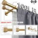 1-1/8 inch Double Curtain Rod - Premium Nonadjustable 144in/12ft Drapery Rods - Heavy Duty Dual Curtain Rods for Windows - Aluminum Finials & Adjustable Concealed Mounting Bracket - Brushed Gold