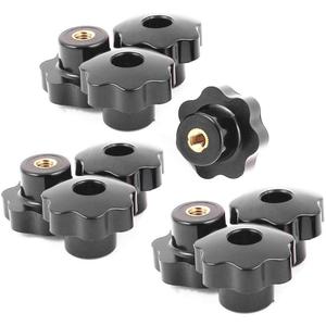 Plastic Screw On Type Knurled Clamping Nuts Knob Handle M8 Threaded 10pcs Black