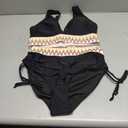Blooming Jelly Women High Waisted Bikini Sets Tummy Control Swimsuits Color Block Two Piece Drawstring Bathing Suit M