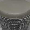 Benjara Outdoor End Table, 16 Inch Round Gray Faux Concrete w White Pattern