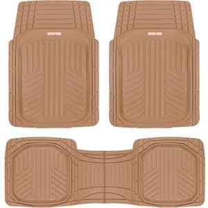 Motor Trend FlexToughXL Floor Mats for Cars Full Set, All-Weather Rubber Automotive Floor Mats, Waterproof Heavy Duty Car Mats, Flexible Floor Liners for Car Truck Van SUV, Car Floor Mats (Beige)