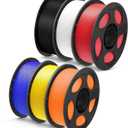 ANYCUBIC PLA Plus (PLA+), 3D Printer Filament 1.75mm Bundle, High Toughness, 1KG Reusable Spool, Black, White, Red, Blue, Yellow, Orange, 6KG in Total