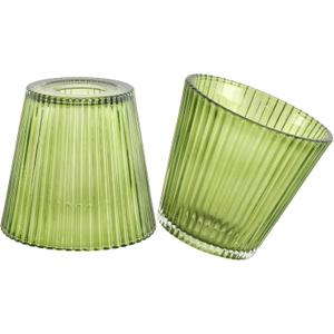 Small Glass Green Stripe Lamp Shades Set of 2 Art Blown Mini Lampshades,1.3lb,3.35" Top x 4.92" Diameter x 4.72" Height,Replacement Lamp Shade for Floor Lamp Table Wall Lamp Chandelier Island Decor