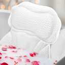 Bath Pillows for Tub, Bath Pillow Luxury Bathtub Pillow for Head and Neck Support, Soft 4D Air Mesh Bath Tub Pillow with Non Slip Suction Cups, Laundry Bag, Spa Gifts Bathtub Accessories for Women Men (White)